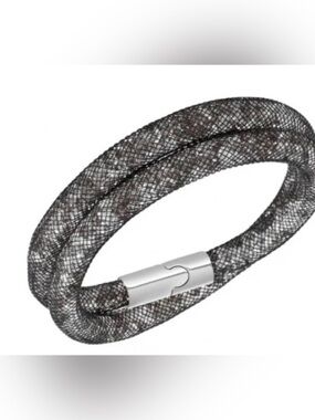 Swarovski Glitter Tube Double Strand Bracelet in Black and Silver